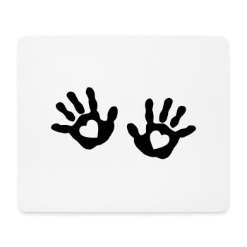 Bébé mains - cœur - Tapis de souris (format paysage) - blanc - Devant