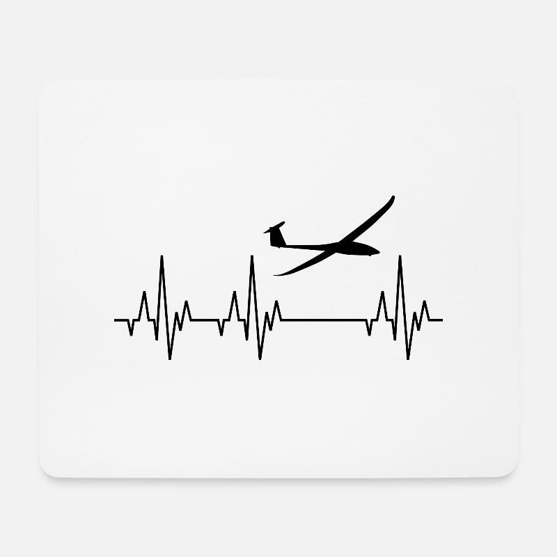 Herzschlag EKG Segelflugzeug Segelflieger Flugzeug - Mousepad (Querformat) - Weiß