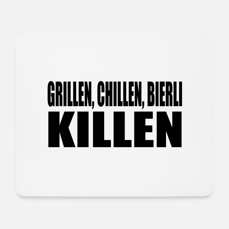 grillen chillen bierli killen - Mousepad (Querformat) - Weiß