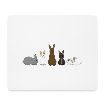 Fünf Kaninchen - Mousepad (Querformat) - Weiß - Vorne