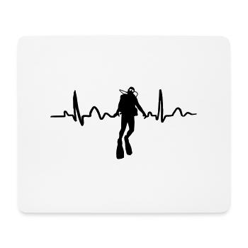 Taucher-Herzkurve - Mousepad (Querformat) - Weiß - Vorne
