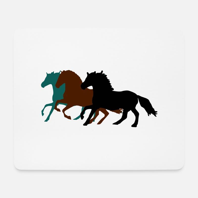 drei_pferde_pferd - Mousepad (Querformat) - Weiß