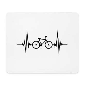 bicycle pulse heartbeat frequency driving sports bike - Mouse Pad (horizontal) - white - Front