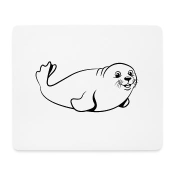 seehund süss witzig - Mousepad (Querformat) - Weiß - Vorne