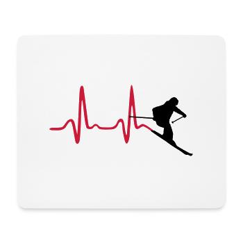 Skier & Heartbeat, Skiing - Tapis de souris (format paysage) - blanc - Devant