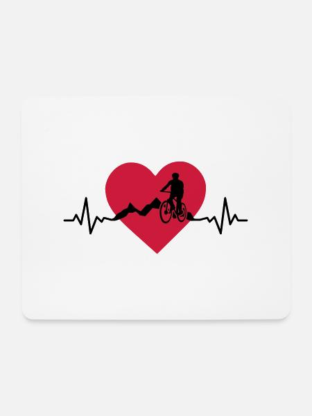 Sport - Radfahrer Herz - Mousepad (Querformat) - Weiß