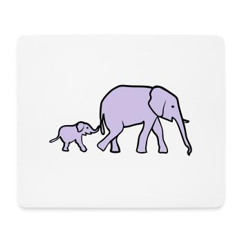 Elephant mother and baby - Tapis de souris (format paysage) - blanc - Devant