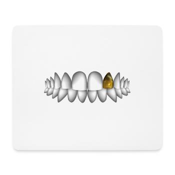 teeth with gold tooth - Mouse Pad (horizontal) - white - Front