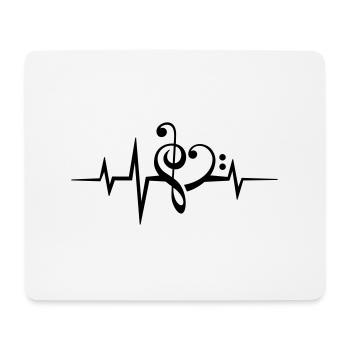 Notes de musique pulsation rythme cardiaque j'aime la musique, coeur - Tapis de souris (format paysage) - blanc - Devant
