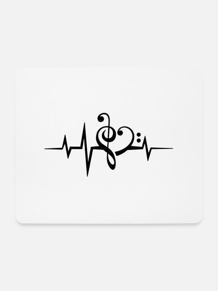 Musik Noten Puls Herzschlag Ich liebe Musik, Herz - Mousepad (Querformat) - Weiß