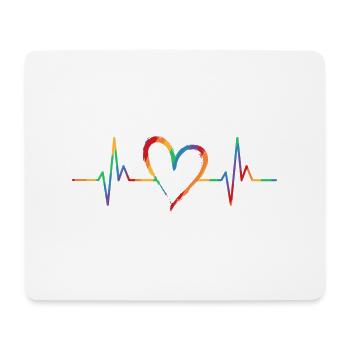 Regenbogen LGBT Herzschlag - Mousepad (Querformat) - Weiß - Vorne