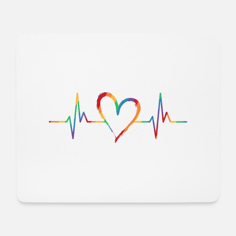 Regenbogen LGBT Herzschlag - Mousepad (Querformat) - Weiß