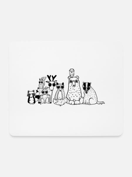 Coole Tiere aus dem Wald - Mousepad (Querformat) - Weiß