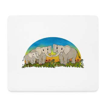 Elefanten - Mousepad (Querformat) - Weiß - Vorne