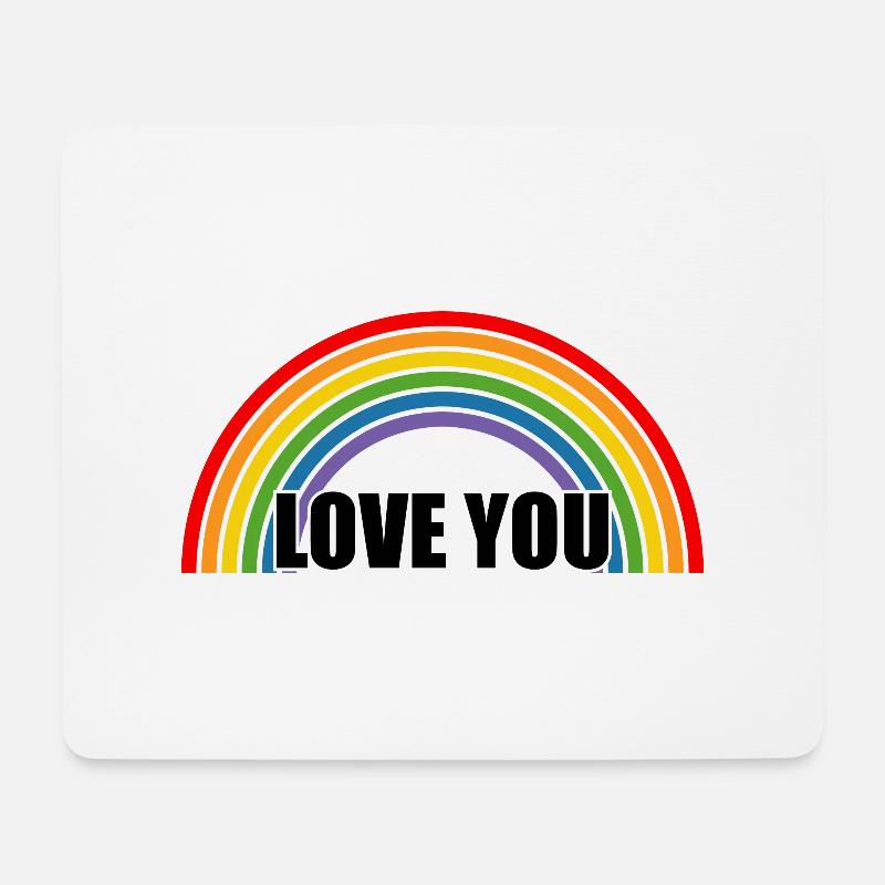 Regenbogen love you - Mousepad (Querformat) - Weiß