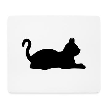 Love lying cat silhouette - Mouse Pad (horizontal) - white - Front