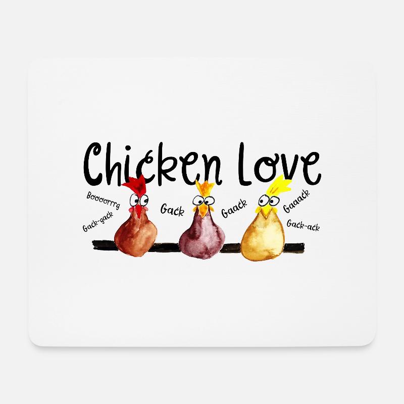 Chicken Love - Mousepad (Querformat) - Weiß