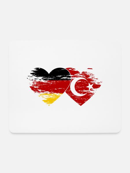 Deutschland Türkei Flagge used Herz - Mousepad (Querformat) - Weiß