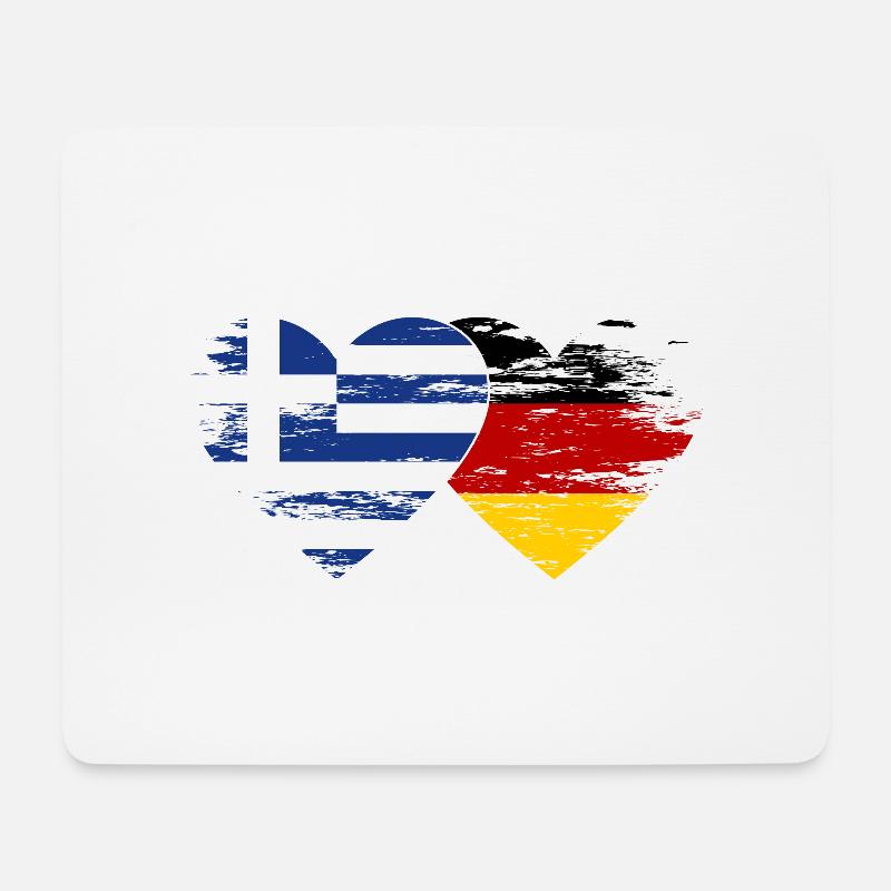 Griechenland Deutschland Flagge used Herz - Mousepad (Querformat) - Weiß