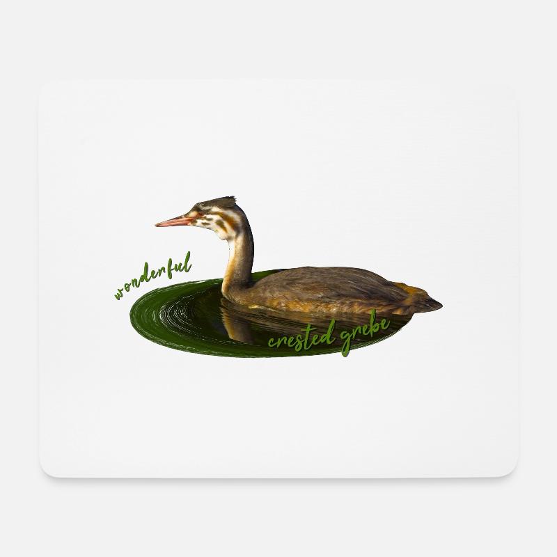 Haubentaucher - Mousepad (Querformat) - Weiß