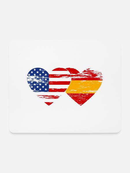 USA Spanien Flagge Herz used - Mousepad (Querformat) - Weiß