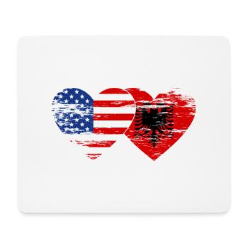 USA Albania flag heart used - Mouse Pad (horizontal) - white - Front