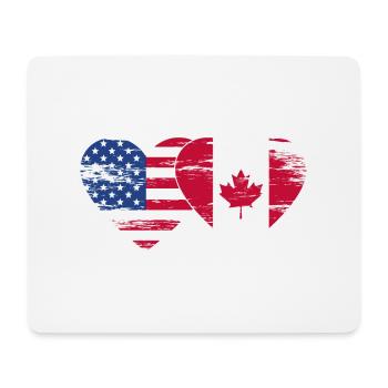USA Canada Flag Heart Used - Mouse Pad (horizontal) - white - Front