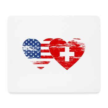 Cœur de drapeau de la Suisse des États-Unis utilisé - Tapis de souris (format paysage) - blanc - Devant