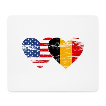 USA Belgium flag heart used - Mouse Pad (horizontal) - white - Front