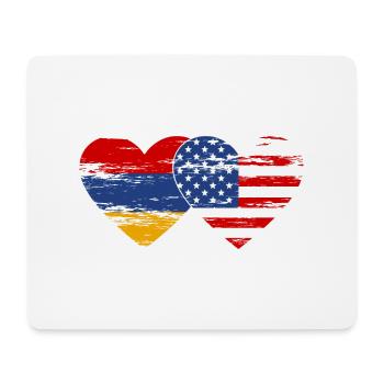 Armenia USA flag heart used - Mouse Pad (horizontal) - white - Front
