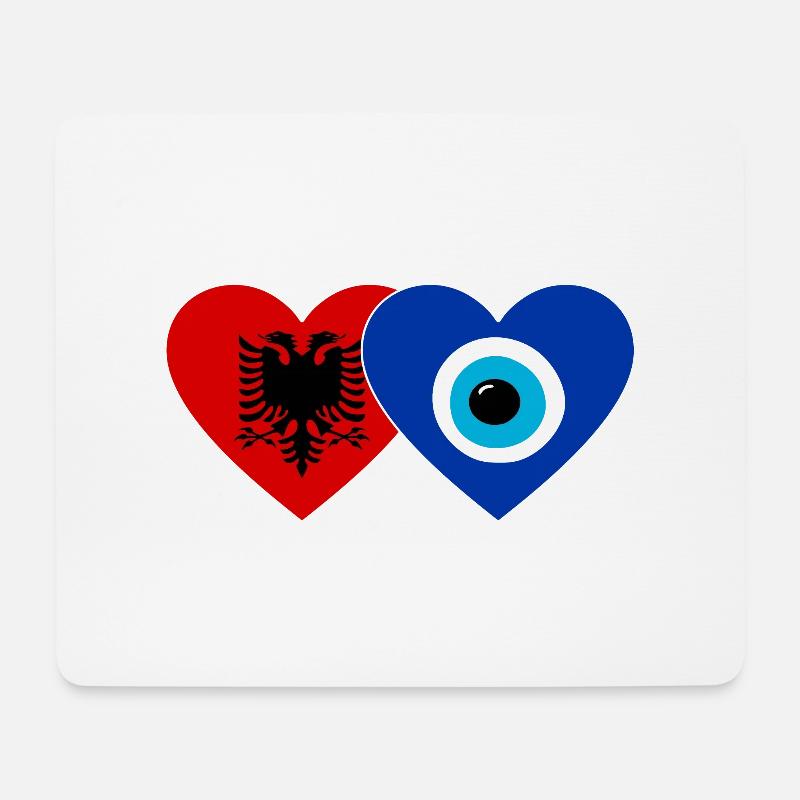 Albanien Nazarperle Flagge Herz - Mousepad (Querformat) - Weiß