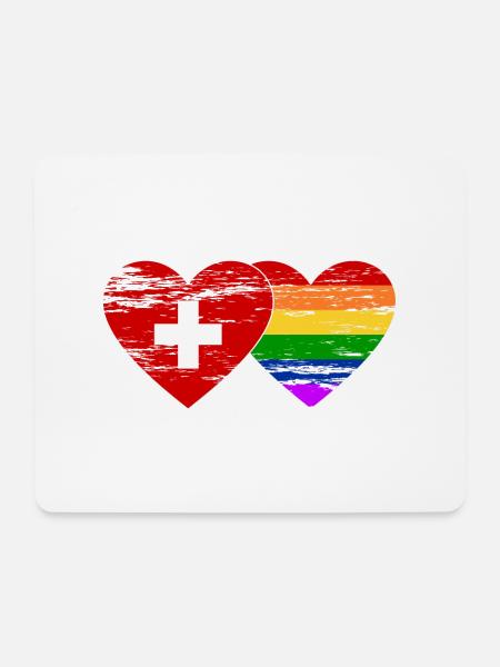 Schweiz Regenbogen Flagge used - Mousepad (Querformat) - Weiß