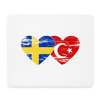 Suède Turquie drapeau coeur utilisé - Tapis de souris (format paysage) - blanc - Devant
