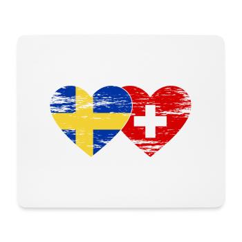Suède Suisse Drapeau Coeur Utilisé - Tapis de souris (format paysage) - blanc - Devant