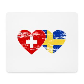 Switzerland Sweden Flag Heart Used - Mouse Pad (horizontal) - white - Front