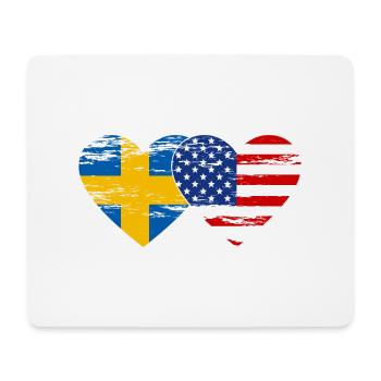 Sweden USA Flag Heart Used - Mouse Pad (horizontal) - white - Front