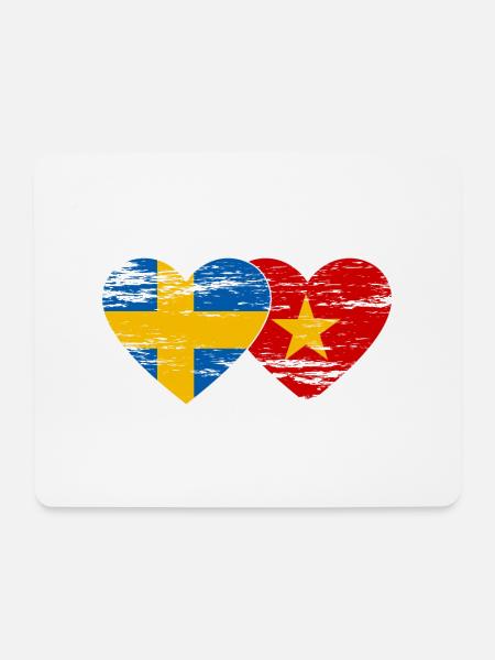 Schweden Vietnam Flagge Herz used - Mousepad (Querformat) - Weiß