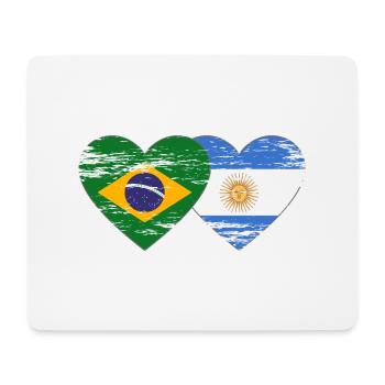 Brazil Argentina Flag Heart Used - Mouse Pad (horizontal) - white - Front
