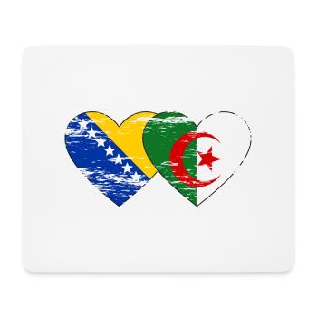 Bosnia Algeria flag heart used - Mouse Pad (horizontal) - white - Front