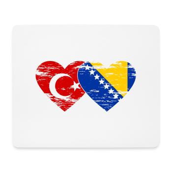 Turquie Bosnie drapeau coeur utilisé - Tapis de souris (format paysage) - blanc - Devant