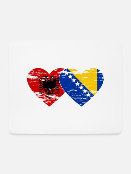 Albanien Bosnien Flagge Herz used - Mousepad (Querformat) - Weiß