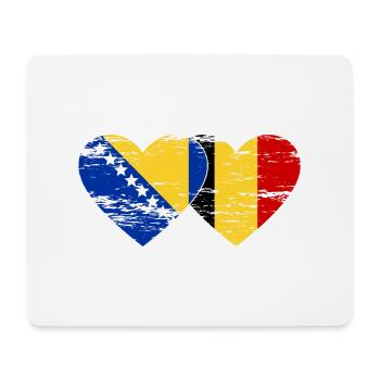 Bosnie Belgique drapeau coeur utilisé - Tapis de souris (format paysage) - blanc - Devant