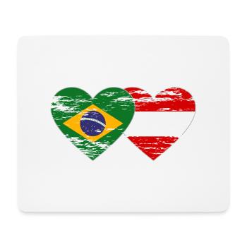 Brazil Austria Flag Heart Used - Mouse Pad (horizontal) - white - Front