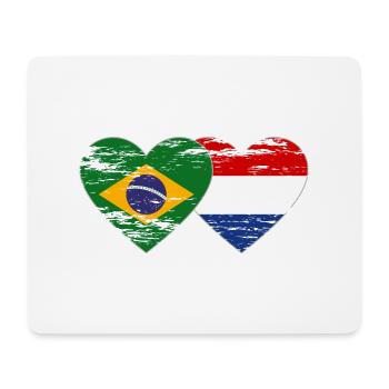 Brazil Holland Flag Heart Used - Mouse Pad (horizontal) - white - Front