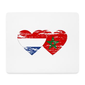 Holland Morocco Flag Heart Used - Mouse Pad (horizontal) - white - Front
