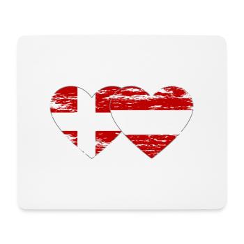 Denmark Austria Flag Heart Used - Mouse Pad (horizontal) - white - Front