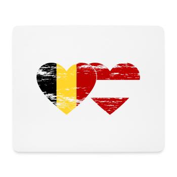 Belgium Austria Flag Heart Used - Mouse Pad (horizontal) - white - Front