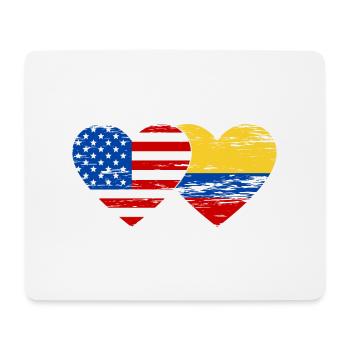 USA Colombia Flag Heart Used - Mouse Pad (horizontal) - white - Front
