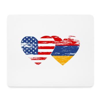USA Armenia Flag Heart Used - Mouse Pad (horizontal) - white - Front