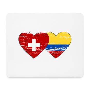 Coeur de drapeau de la Suisse et de la Colombie utilisé - Tapis de souris (format paysage) - blanc - Devant